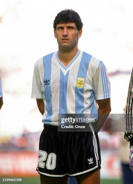 Juan Simon of Argentina during the World Cup match between Argentina and Cameroon at San Siro Satdium, Milan, Italy, on June 8th, 1990.