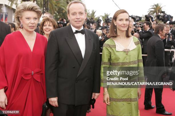 58th Cannes Film Festival: Stairs of "Lemming" In Cannes, France On May 11, 2005-Vivianne Reding, Renaud Donnedieu de Vabres and Carole Bouquet....