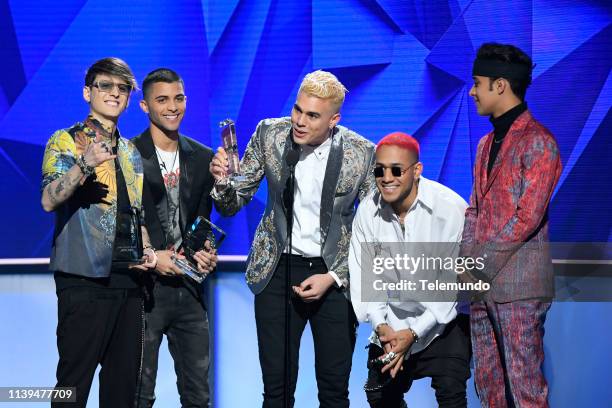 Pictured: CNCO, winners of the "Latin Pop Artist of the Year, Duo or Group" award, at the Mandalay Bay Resort and Casino in Las Vegas, NV on April...