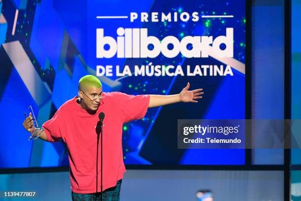 Pictured: Bad Bunny, winner of the "Social Artist of the Year" award, at the Mandalay Bay Resort and Casino in Las Vegas, NV on April 25, 2019 --