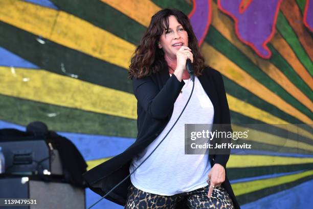 Alanis Morissette performs during the New Orleans Jazz and Heritage Festival 2019 50th Anniversary at Fair Grounds Race Course on April 25, 2019 in...