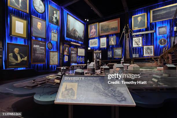 General atmosphere of selected rooms at the HAMILTON: THE EXHIBITION WORLD PREMIERE at Northerly Island on April 26, 2019 in Chicago, Illinois.