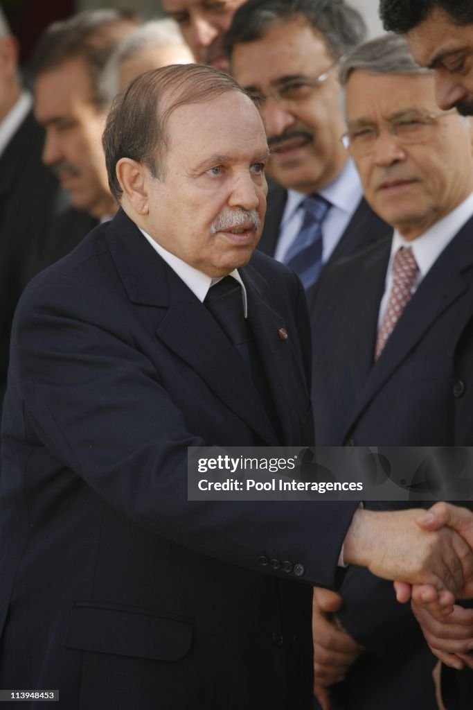 French President Nicolas Sarkozy meets President Abdelaziz Bouteflika at the El Mouradia Palace In Algiers, Algeria On December 04, 2007-