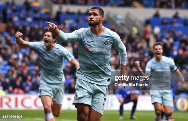 Chelsea player Ruben Loftus-Cheek celebrates his winning goal during the Premier League match between Cardiff City and Chelsea FC at Cardiff City...