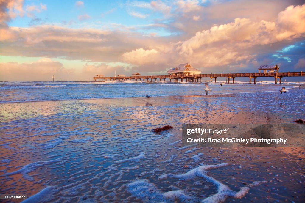 Sunrise reflected on Clearwater Beach Florida