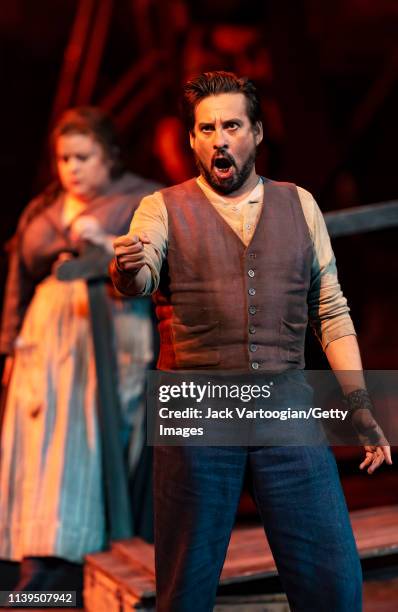 Argentinian tenor Marcelo Alvarez and American soprano Amber Wagner perform during the final dress rehearsal prior to the season revival of the...