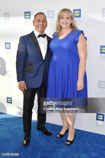 Gil Cisneros and Jacki Cisneros attend the Human Rights Campaign 2019 Los Angeles Dinner at JW Marriott Los Angeles at L.A. LIVE on March 30, 2019 in...