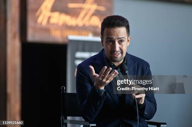 Lin-Manuel Miranda attends the Hamilton: The Exhibition world premiere at Northerly Island on April 26, 2019 in Chicago, Illinois.