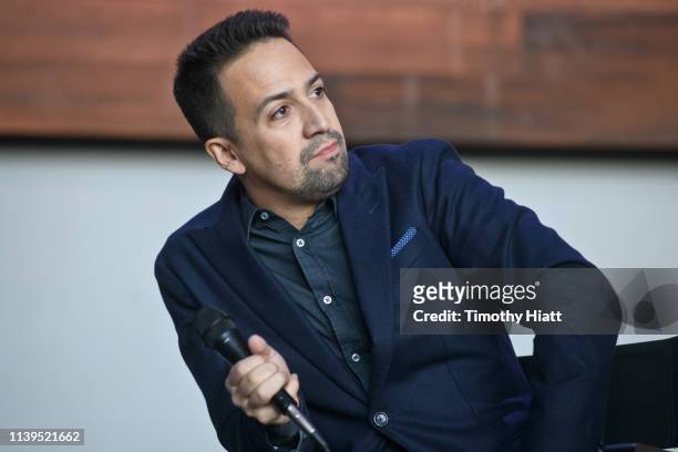 Lin-Manuel Miranda attends the Hamilton: The Exhibition world premiere at Northerly Island on April 26, 2019 in Chicago, Illinois.