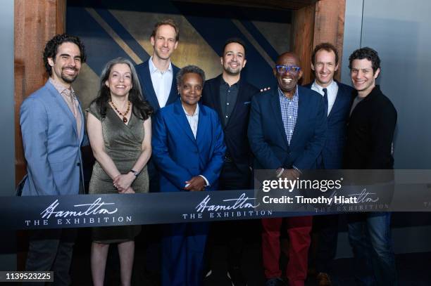 Alex Lacamoire, Joanne Freeman, David Korins, Lori Lightfoot, Lin-Manuel Miranda, Al Roker, Jeffrey Seller, and Thomas Kail attend the HAMILTON: THE...