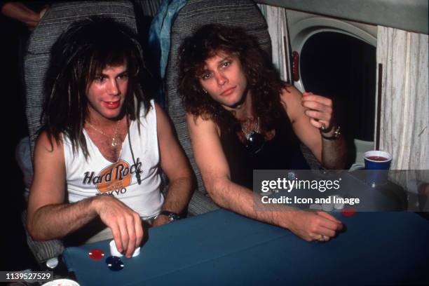 American keyboardist and songwriter, David Bryan, and American singer-songwriter, Jon Bon Jovi, who is the founder and frontman of the rock band Bon...