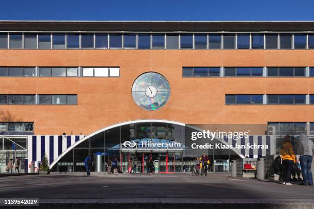 hilversum train station entrance, netherlands - hilversum stock pictures, royalty-free photos & images