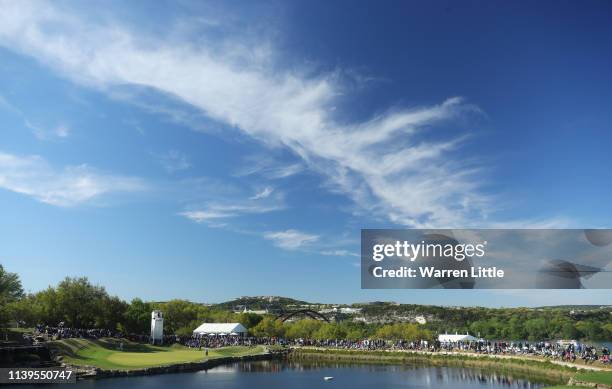 General view of Kevin Kisner of the United States and Matt Kuchar of the United States on the 11th green during the final round of the World Golf...