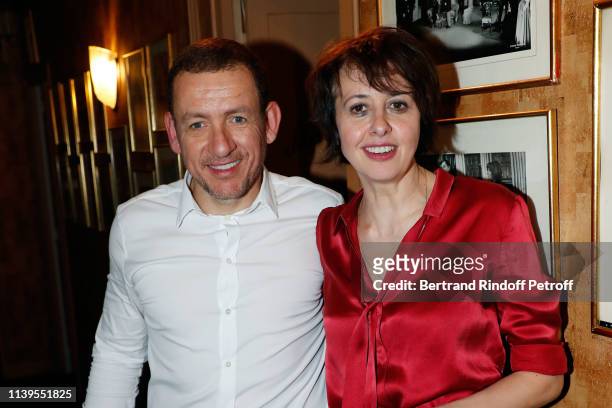 Dany Boon and Valerie Bonneton attend "Huit Euro de l'Heure" Theater Play at Theatre Antoine on March 31, 2019 in Paris, France.