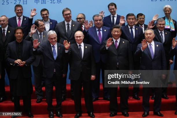 Pakistani Prime Minister Imran Khan, Chili's President Sebastian Piner , Russian President Vladimir Putin, Chinese President Xi Jinping, Kazakh...