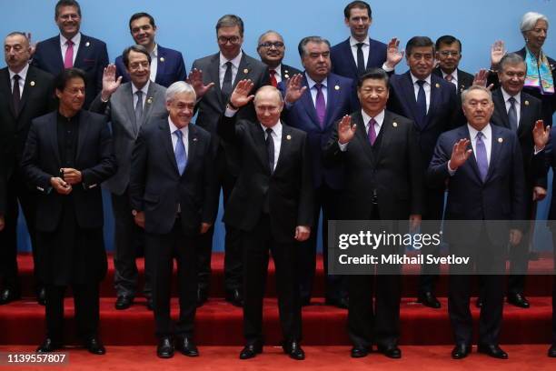 Pakistani Prime Minister Imran Khan, Chili's President Sebastian Piner , Russian President Vladimir Putin, Chinese President Xi Jinping, Kazakh...