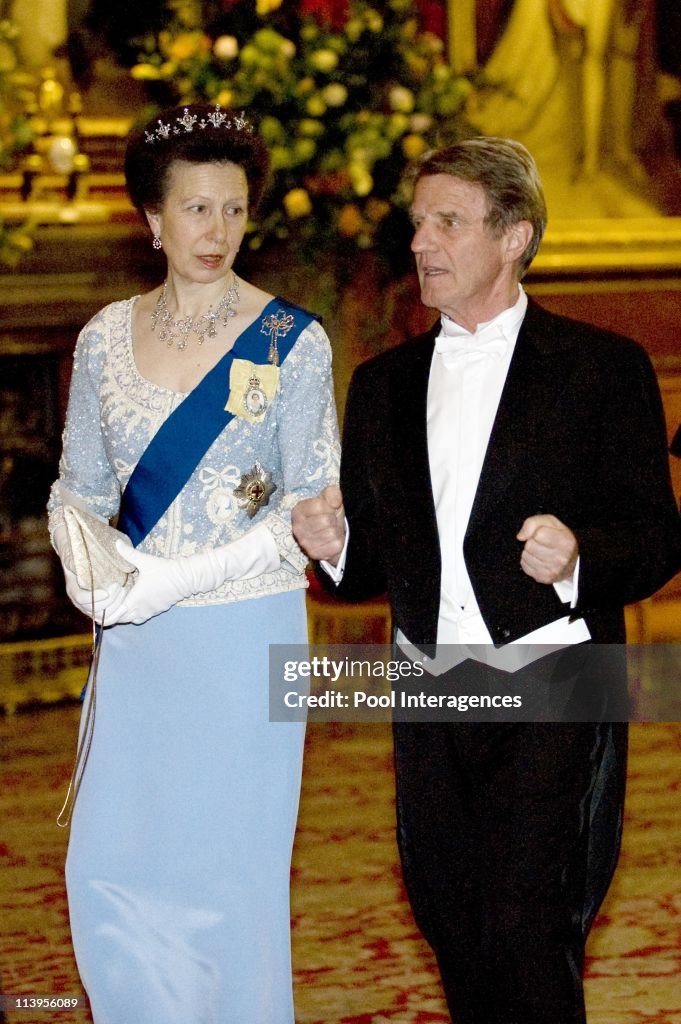 State Diner, State visit of French President Nicolas Sarkozy to England. Nicolas Sarkozy and Carla Bruni Sarkozy are greeted by HRH Queen Elisabeth II and Prince Philip Duke of Windsor in London, United Kingdom on March 26, 2008-