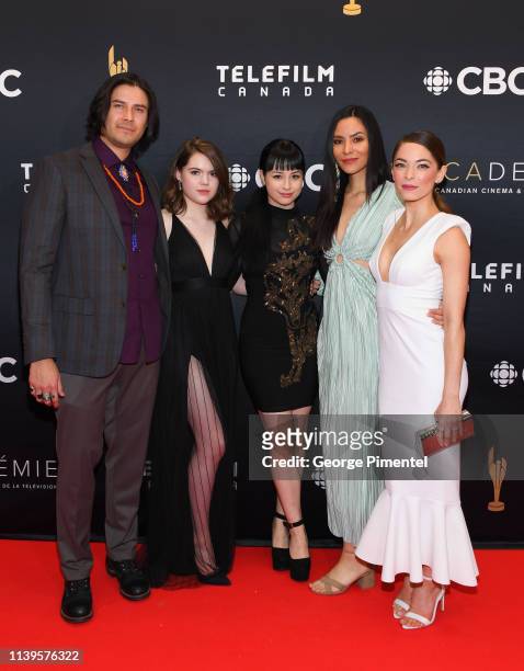 Meegwun Fairbrother, Anwen O'Driscoll, Star Slade, Jessica Matten and Kristin Kreuk attend the 2019 Canadian Screen Awards Broadcast Gala at Sony...