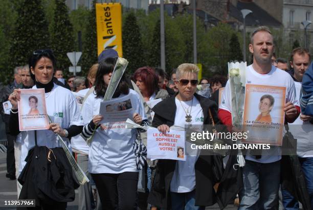 Silent march in tribute to Sophie Gravaud to Nantes, one year after the murder of a young woman of 23 years-old In Nantes, France On April 12,...