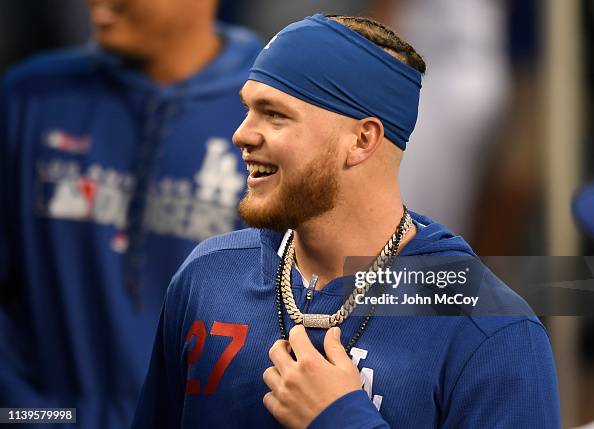 Alex Verdugo of the Los Angeles Dodgers in the dugout before playing  News Photo - Getty Images