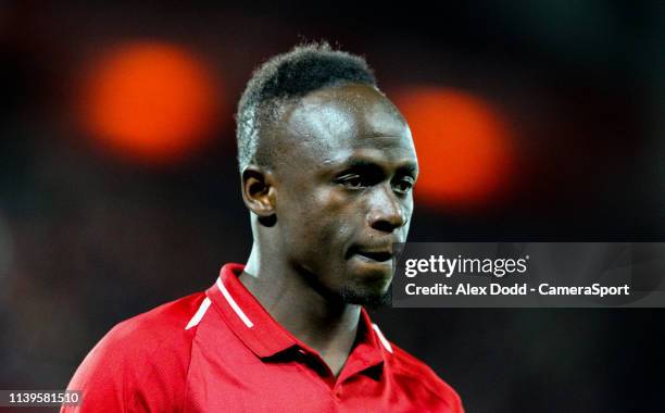 Liverpool's Sadio Mane during the Premier League match between Liverpool FC and Huddersfield Town at Anfield on April 26, 2019 in Liverpool, United...