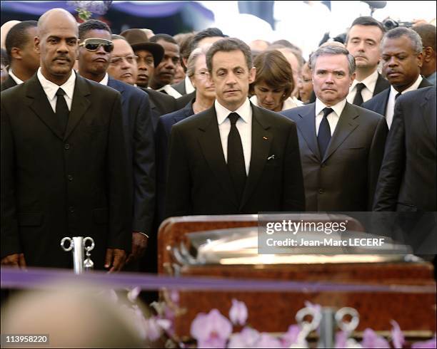 Aime Cesaire's funeral in Fort de France, Martinique on April 20, 2008-French president Nicolas Sarkozy at the funeral service for French Martinican...