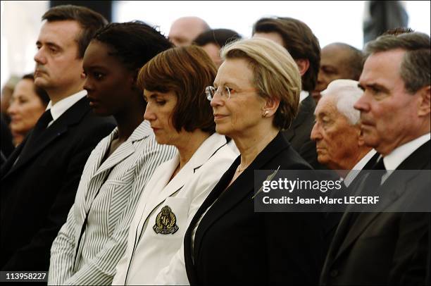 Aime Cesaire's funeral in Fort de France, Martinique on April 20, 2008-Minister of Interior Michele Alliot-Marie, Minister of culture Christine...