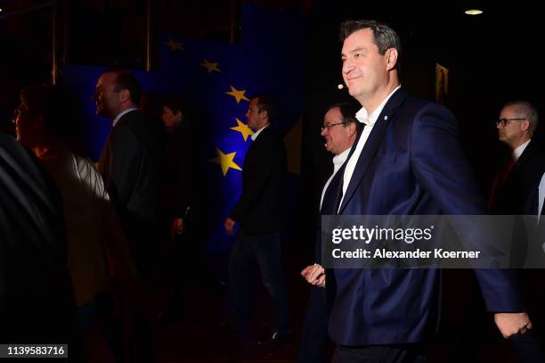 Annagret Kramp-Karrenbauer, head of the German Christian Democrats and Markus Soeder, head of the Bavarian Christian Democrats , attend a CDU/CSU...