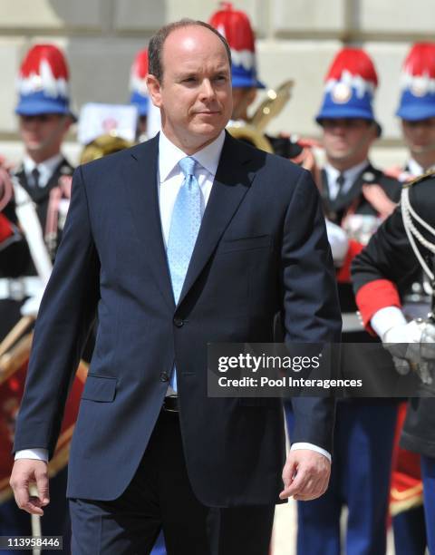 Official visit of Nicolas Sarkozy ,reception at the palace by the Prince Albert II in Monte Carlo, Monaco on April 25, 2008-Prince Albert II of...