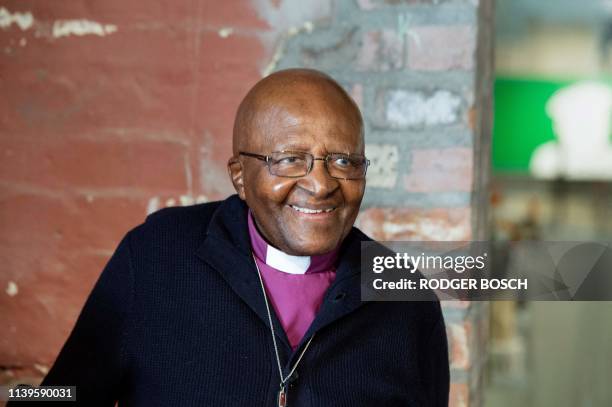 Archbishop Emeritus and Nobel Laureate Desmond Tutu, attends an exhibition and book launch of notable photographs of his life, which have been turned...