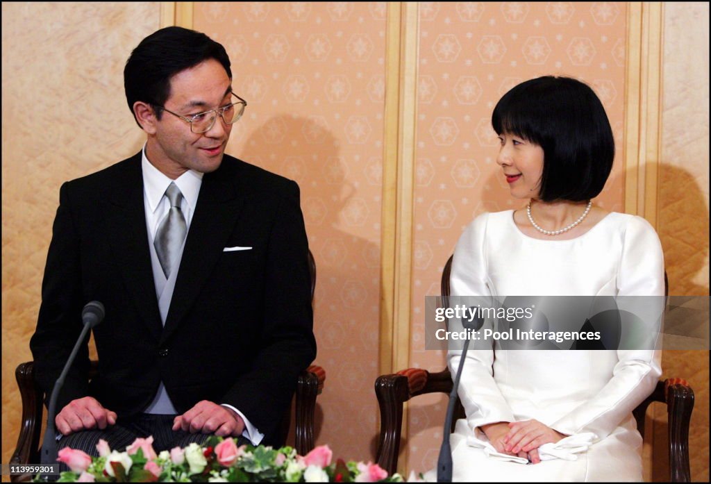 Japan's Emperor's youngest daughter Sayako speaks to reporters after her wedding ceremony in Tokyo, Japan On November 15, 2005 -