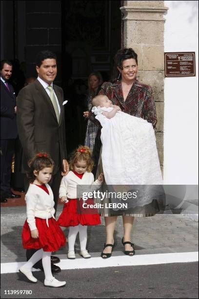 Baptism of Carlos, son of HRH Princess Alexia of Greece and Carlos Morales Quintana at Nuestra Senora des los Remedios Church, Yaiza, in Lanzarote,...