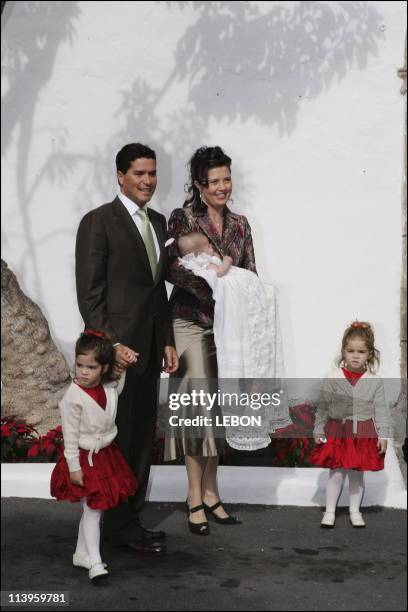 Baptism of Carlos, son of HRH Princess Alexia of Greece and Carlos Morales Quintana at Nuestra Senora des los Remedios Church, Yaiza, in Lanzarote,...