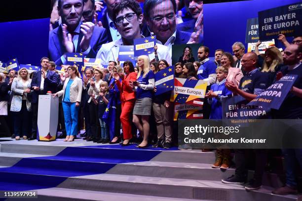 Annagret Kramp-Karrenbauer, head of the German Christian Democrats , Manfred Weber, lead candidate of both the CDU and the CSU in European...