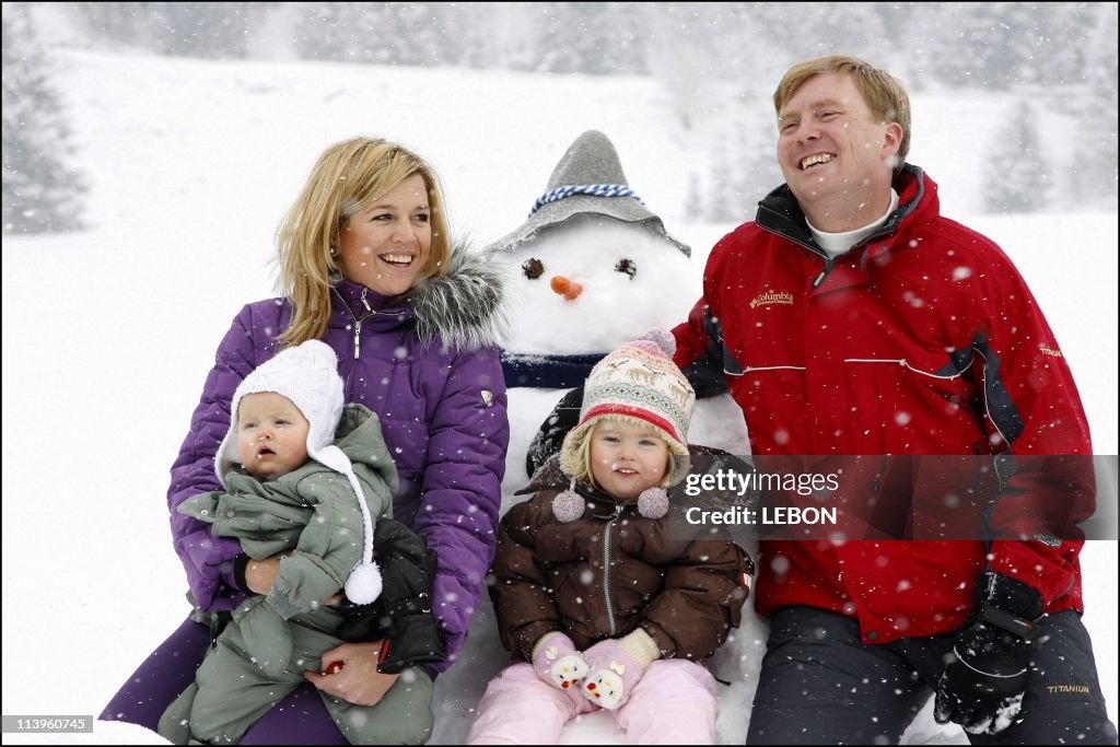 H.R.H. the Prince of Orange, H.R.H. Princess Maxima, H.R.H. Princess Catharina-Amalia and H.R.H. Princess Alexia in Lech for skiing Holiday In Lech, Austria On February 26, 2006-