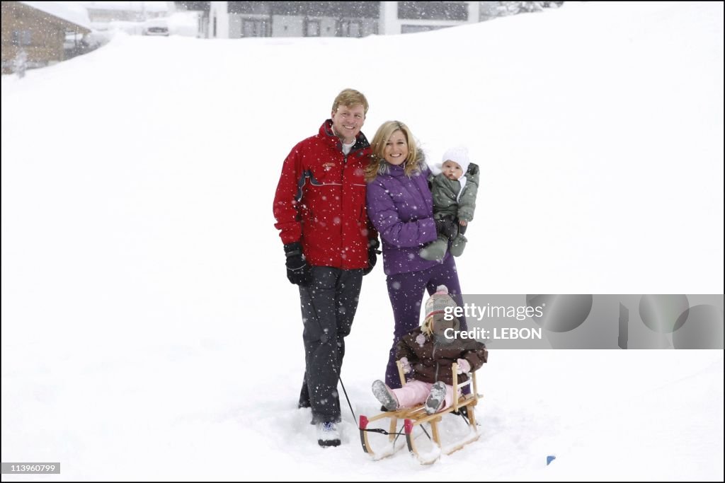 H.R.H. the Prince of Orange, H.R.H. Princess Maxima, H.R.H. Princess Catharina-Amalia and H.R.H. Princess Alexia in Lech for skiing Holiday In Lech, Austria On February 26, 2006-