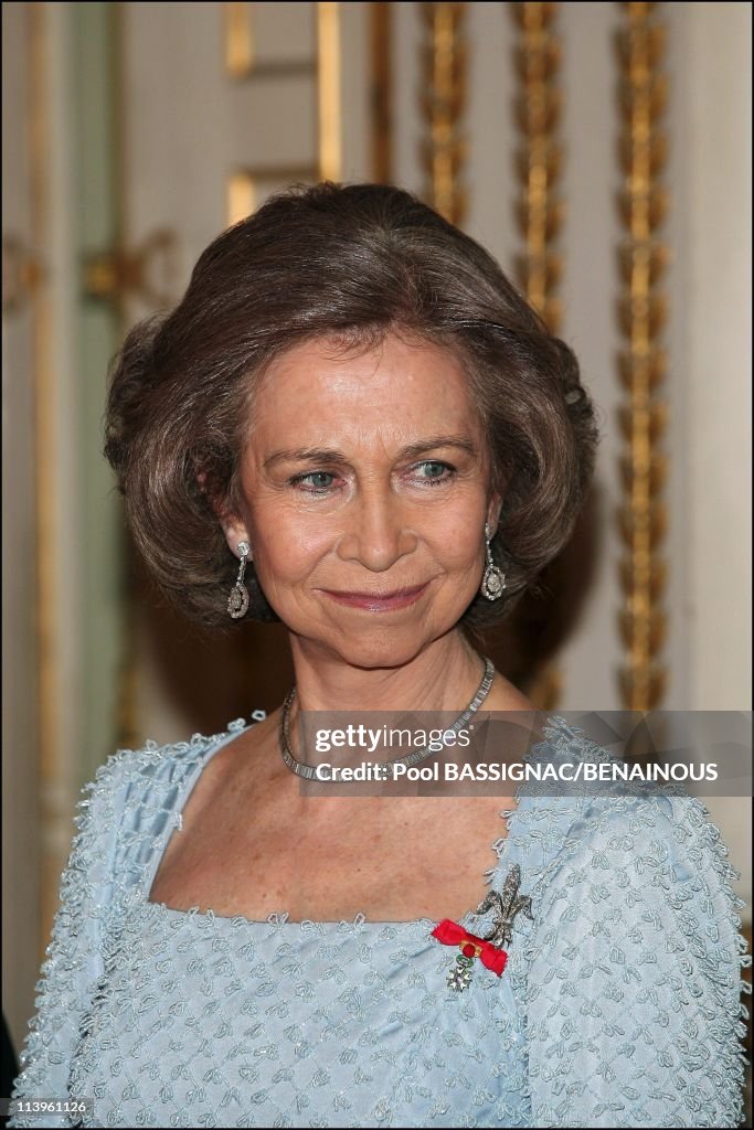 Gala dinner at the Elysee Palace as part of the Spanish Royals 3-Day State Visit In Paris, France On March 27, 2006-