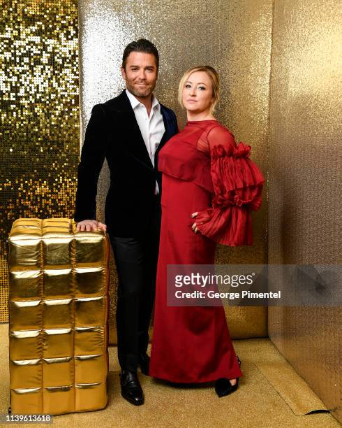 Yannick Bisson and wife Chantal Craig pose inside the 2019 Canadian Screen Awards Portrait Studio held at Sony Centre for the Performing Arts on...