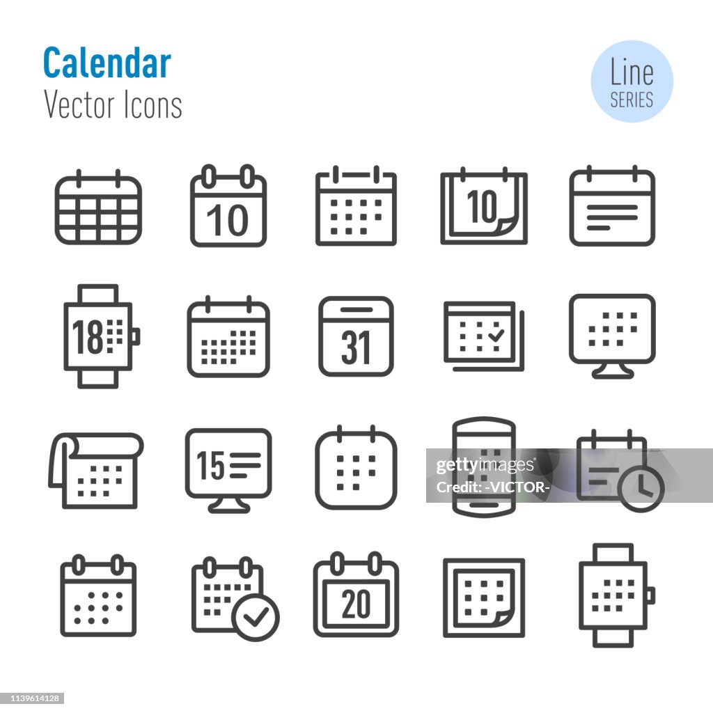 Calendar Icons - Vector Line Series