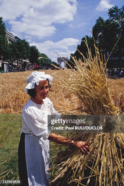 Big Harvest on the Champs Elysees In Paris, France On June 24, 1990-The Grande Moisson on the Champs Elysees is he most elegant harvest tribute....