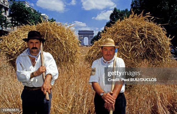 Big Harvest on the Champs Elysees In Paris, France On June 24, 1990-The Grande Moisson on the Champs Elysees is he most elegant harvest tribute....