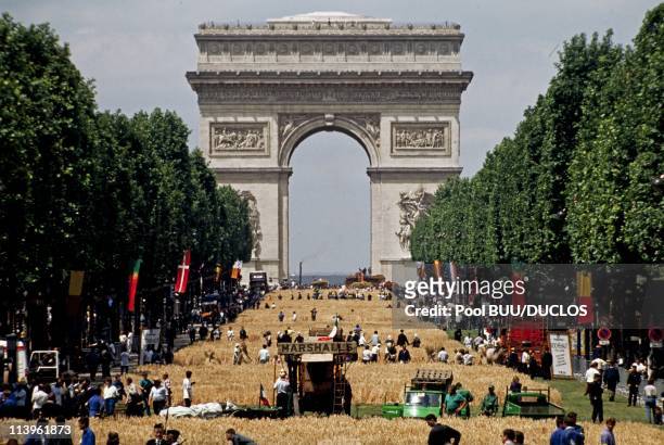 Big Harvest on the Champs Elysees In Paris, France On June 24, 1990-The Grande Moisson on the Champs Elysees is he most elegant harvest tribute....