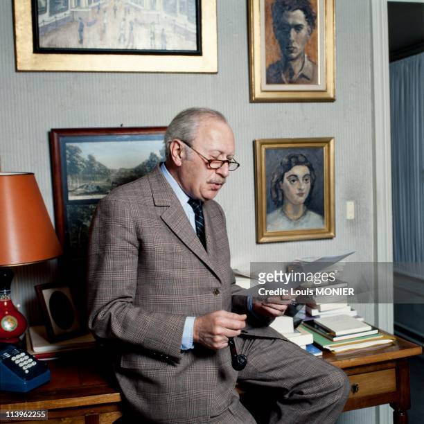 French Author Jean Dutourd at Home In France On June 02, 1989.