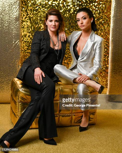 Elise Bauman and Natasha Negovanlis pose inside the 2019 Canadian Screen Awards Portrait Studio held at Sony Centre for the Performing Arts on March...