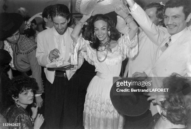 Mexican Actress Maria Felix at Le Palace In Paris, France On March 31, 1981-Mexican actress Maria Felix with Fabrice Emaer,owner of Le Palace,...