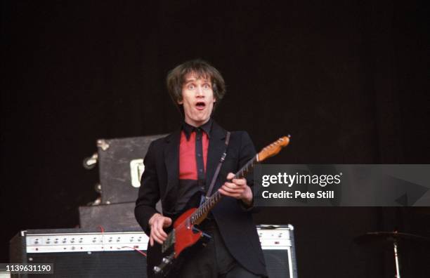 Wilko Johnson performs on stage at The Reading Festival on August 24th, 1979 in Reading, Berkshire, England.