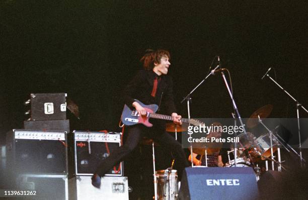 Wilko Johnson performs on stage at The Reading Festival on August 24th, 1979 in Reading, Berkshire, England.