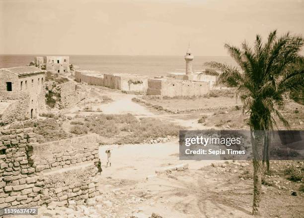 Caesarea. . Section within south Crusader wall . 1938, Israel, Caesarea