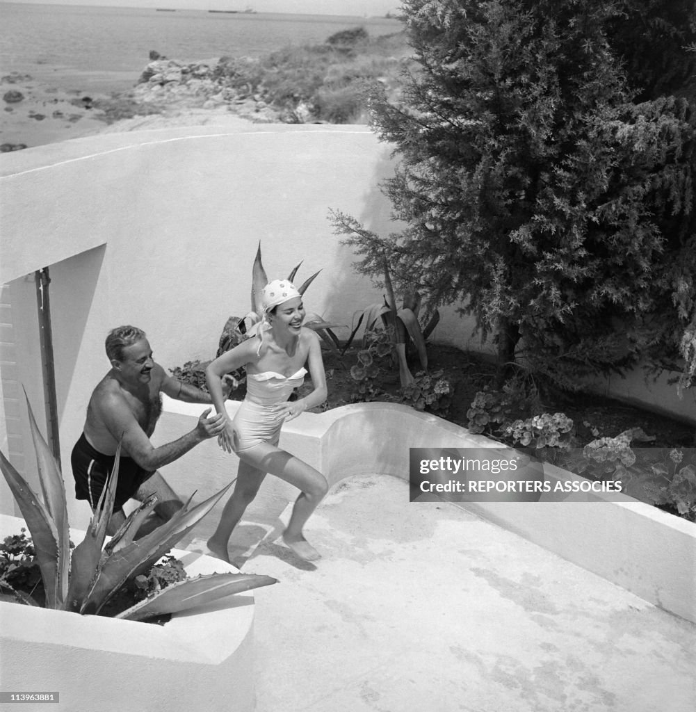 Designer Raymond Loewy on holiday in Southern France with wife Viola In Saint Tropez, France In 1960-
