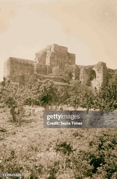 Jebeil . The Crusader castle. A close up. 1920, Lebanon, Byblos